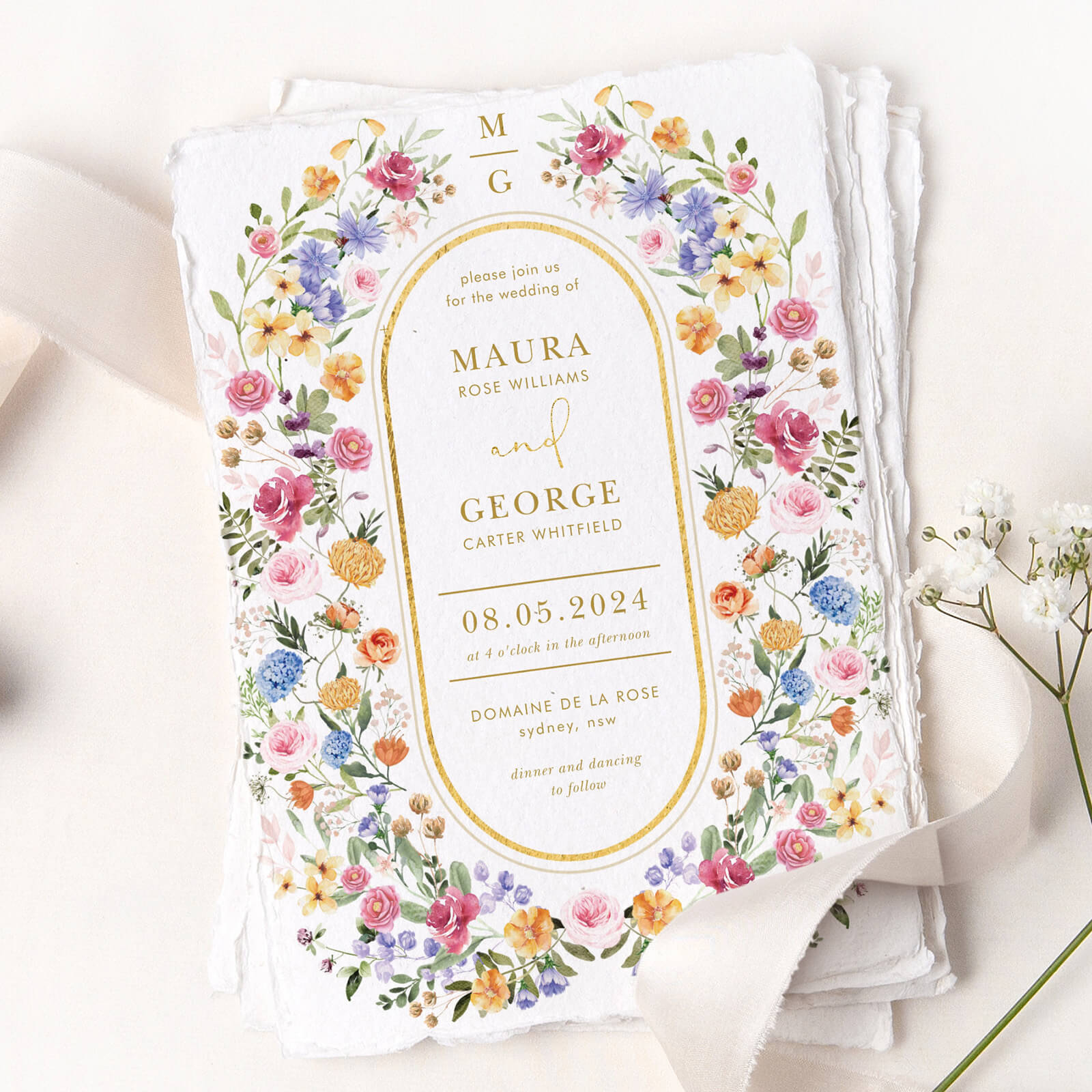 a wildflower wedding invitation template